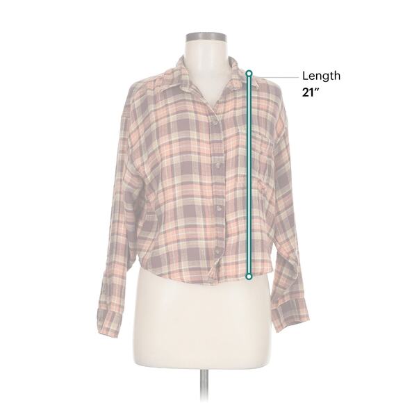 Women's American Eagle Cropped 3/4 Sleeve Button Down Shirt Size M. - Picture 3 of 7